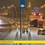 An icy road accident closed two lanes on the A2 near the Ekkersweijer junction, causing traffic delays around Eindhoven, 19 January 2023