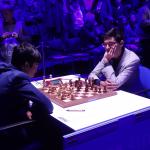 Anish Giri (right) playing in the Tata Steel Chess Tournament in Wijk aan Zee, 19 January 2023