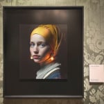 A Girl With Glowing Earrings by Julian van Dieken, using AI generator Midjourney and Photoshop, in the Mauritshuis