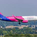 A Wizzair Airbus A320 preparing to land at the Dortmund Airport in Germany in August 2020