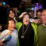 BBB leader Caroline van der Plas reacting to the provisional results of the Provincial Council elections, 15 March 2023