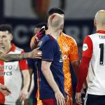 Ajax midfielder Davy Klaassen bleeding from the head after a Feyenoord supporter threw him with a lighter during the KNVB Cup semi final in De Kuip, 5 April 2023