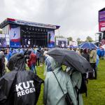 Crowds gathered in the rain for a Liberation Day concert in Zwolle as part of Bevrijdingsfestival Overijssel. 5 May 2023