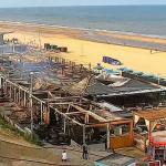 Beach club Bloomingdale in Bloemendaal aan Zee burned down after massive fire, 21 May 2023. 