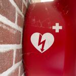 AED hanging in public place. 