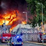 Firefighters fighting a fire in a warehouse on Keileweg in Rotterdam, 28 June 2023
