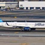 A JetBlue Airways Airbus A321 at JFK Airport, New York, 2019.