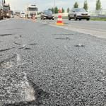 Holes in the A16 highway from Rotterdam to Breda caused by concrete blocks falling off a truck, 24 August 2023