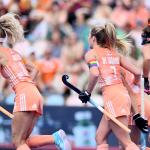 The Dutch women's national team during their victory over Italy at EuroHockey 2023. 22 August 2023