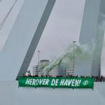 Extinction Rebellion activists block the Erasmus Bridge in Rotterdam during the World Port Days, 1 September 2023