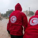 Red Cross workers helping victims of a massive flood in Derna, Libya, September 2023