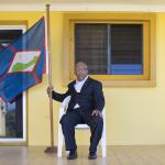 Clyde van Putten, the leader of the Progressive Labor Party, the largest party on St. Eustatius, on the veranda of his house.