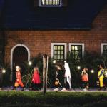 Kids in Halloween costumes