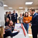 Outgoing Housing Minister Hugo de Jonge visits a voting station at the Sherpa and Amerpoort healthcare institutions in Baarn during the 2023 Tweede Kamer elections. 22 November 2023.