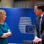 Estonian Prime Minister Kaja Kallas with Dutch Prime Minister Mark Rutte during a European Council meeting in Brussels. 25 March 2022.