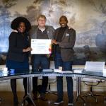 Urwin Vyent, director of NiNsee and Linda Nooitmeer, chairman of the NiNsee board, during the signing of the certificate of the Intangible Heritage Inventory of the Netherlands in the Amsterdam City Archives. 