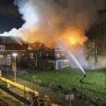 Emergency services fighting a fire at the Bethelkerk on Oranjestraat in Rotterdam-Overschie, 6 December 2023