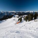 The Hochoetz family-friendly ski resort in Ötztal, Tirol, Austria, near Oetz. February 2020.