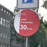 A street sign announcing the new 30 km/h speed limit on most Amsterdam streets. 18 October 2023