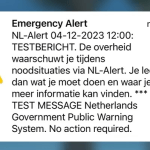 NL-Alert test message in Noord-Holland on 4 December 2023