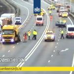 Morning traffic backed up on the A20 due to a crash at Terbregseplein near Rotterdam.  December 20, 2023