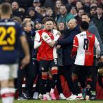 Quilindschy Hartman of Feyenoord, FC Twente coach Joseph Oosting during the Dutch Eredivisie match between Feyenoord and FC Twente at Feyenoord Stadion de Kuip on January 28, 2024 in Rotterdam, Netherlands.
