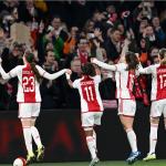 Ajax celebrates the 2-1 victory and reaches the quarter-finals after the UEFA Women's Champions League Group C match between Ajax Amsterdam and AS Roma at the Johan Cruijff ArenA on January 30, 2024 in Amsterdam, Netherlands.