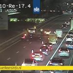 Two lanes closed on the A10 at Amsterdam-Rivierenbuurt after an accident, 11 January 2023
