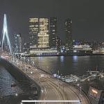 The Erasmus Bridge in Rotterdam at the start of the morning. 8 January 2024