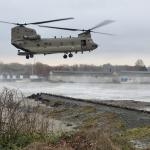 The Dutch military used Chinook helicopters to help plug a dam in Maastricht. 6 January 2024