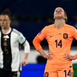 A disappointed Jackie Groenen during the UEFA Nations League match for Olympics qualification between the Netherlands and Germany in Heerenveen, 28 February 2024