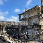 Rotterdam police search for two missing men after a canine unit picked up a scent in the rubble from a building explosion on Schammenkamp. 1 February 2024