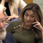 Dilan Yesilgoz reacting to Esther Ouwehands (PvdD) who was asking critical questions about the VVD during a parliamentary debate on the stalled Cabinet formation talks, 14 February 2024