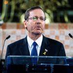 Israeli President Isaac Herzog gives a speech in the Portuguese Synagogue during the opening ceremony of the National Holocaust Museum in Amsterdam, March 2024.