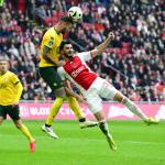 Mitchell Dijks of Fortuna Sittard, Josip Sutalo of Ajax during the Dutch Eredivisie match between Ajax Amsterdam and Fortuna Sittard at the Johan Cruijff ArenA on March 10, 2024 in Amsterdam, Netherlands.