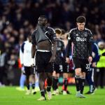 Brian Brobbey of Ajax, Benjamin Tahirovic of Ajax disappointed after the UEFA Conference League round of 16 match between Aston Villa v Ajax Amsterdam at Villa Park on March 14, 2024 in Birmingham, England