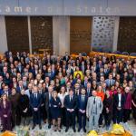 Group photo of the 150 members of the Tweede Kamer after being sworn in on 6 December 2023