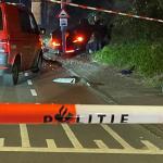 Car overturns after police chase in Amsterdam, March 2024.