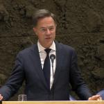 Outgoing Prime Minister Mark Rutte speaks in the Tweede Kamer about the situation in the Gaza Strip, 19 March 2024