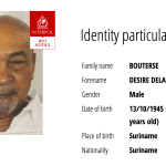 Interpol Red Notice for Des Bouterse, 13 March 2024