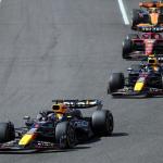 Red Bull driver Max Verstappen, left, of the Netherlands leads the field shortly after the start of the Japanese Formula One Grand Prix at the Suzuka Circuit in Suzuka, central Japan, Sunday, April 7, 2024.