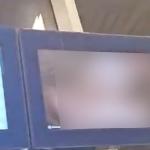 Passengers at Arnhem Centraal Station saw at least one adult film displayed on video screens alongside scheduled bus service updates. 10 April 2024