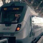 LEIPZIG, GERMANY - MAY 1, 2018. Abellio train boarding at Hauptbahnhof or Central railway station