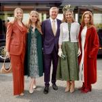 King Willem-Alexander and Queen Maxima, joined by Princesses Ariane, Amalia and Alexia during the King's Day visit to Emmen, Drenthe. 27 April 2024