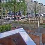 A pro-Palestinian protest in Amsterdam seen from the Holocaust Memorial of Names. 7 May 2024