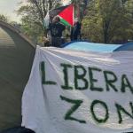 A group of Pro-Palestinian activists set up a tent encampment on the Roeterseiland campus of the University of Amsterdam. 6 May 2024