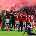 PSV players celebrate the 25th National title after the Dutch Eredivisie match between PSV Eindhoven and Sparta Rotterdam at the Phillips stadium on May 5, 2024 in Eindhoven, Netherlands.