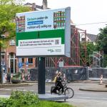 Sign reminding residents of Claes de Vrieselaan of a WWII dismantling on 30 May 2024