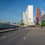 Road marking on empty road in Rotterdam