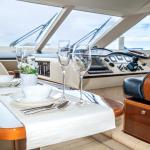 Luxury lunch table setting on a yacht